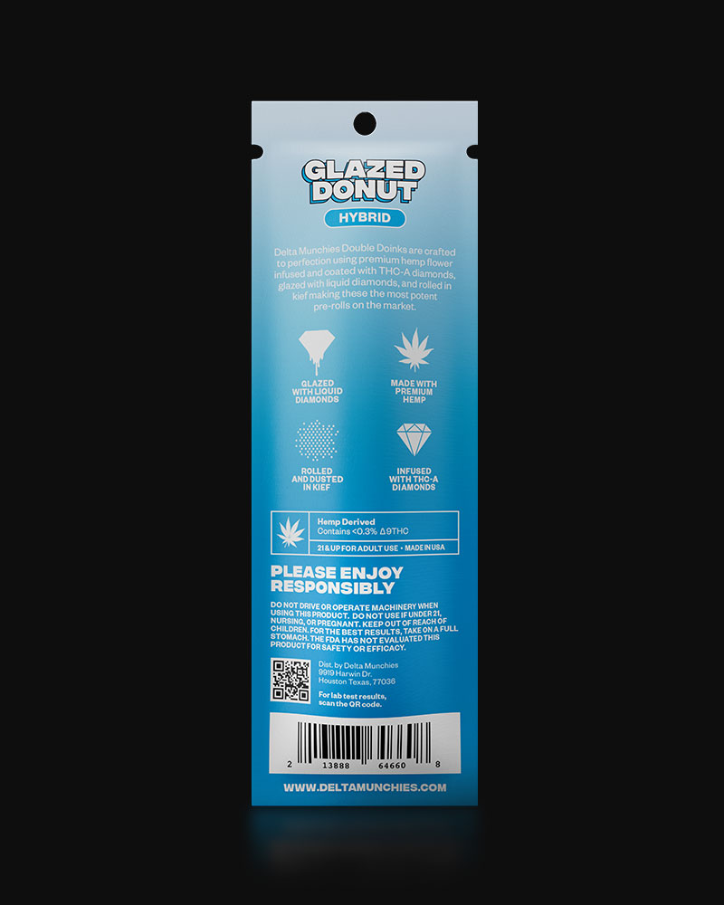 Delta Munchies - THC-A DIAMOND INFUSED PREROLLS Glazed Donut Infused Prerolls (2 Pack)