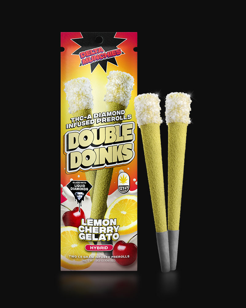 Delta Munchies - THC-A DIAMOND INFUSED PREROLLS Lemon Cherry Gelato Infused Prerolls (2 Pack)