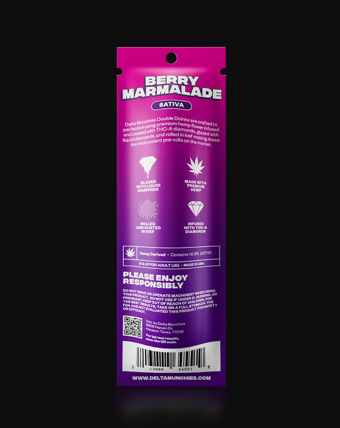 Delta Munchies - THC-A Diamond Berry Marmalade Infused Prerolls (2 Pack)