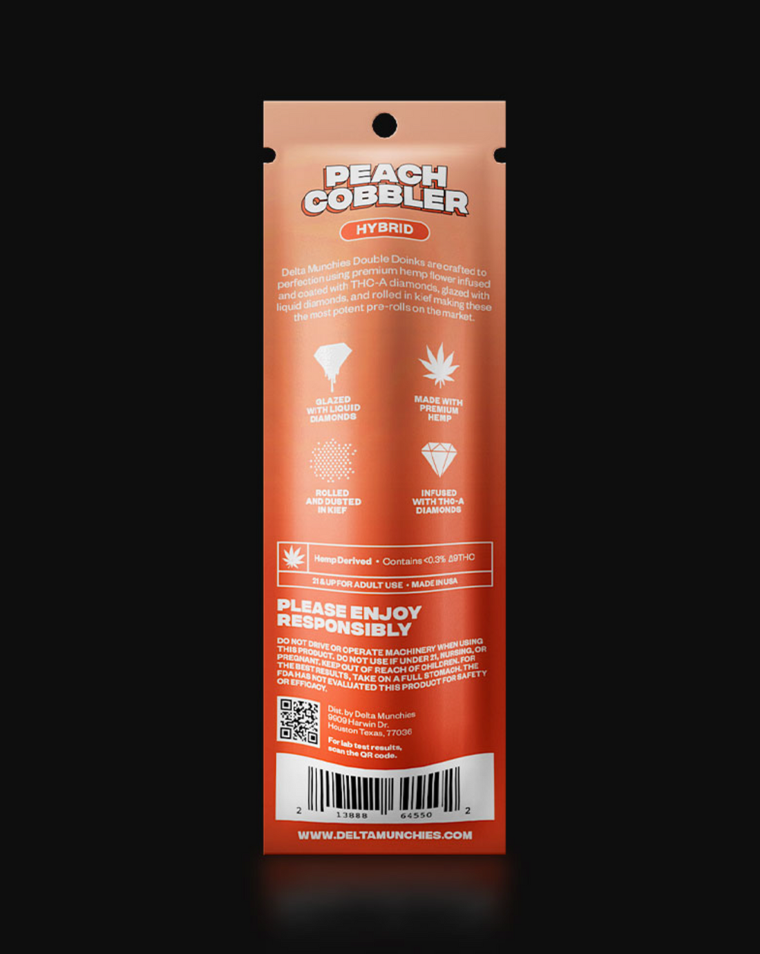 Delta Munchies - THC-A Diamond Peach Cobbler Infused Prerolls (2 Pack)